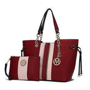 9036 MKF Shoulder Bag & Wristlet Pouch Purse Set: PU Leather Tote Handbag –